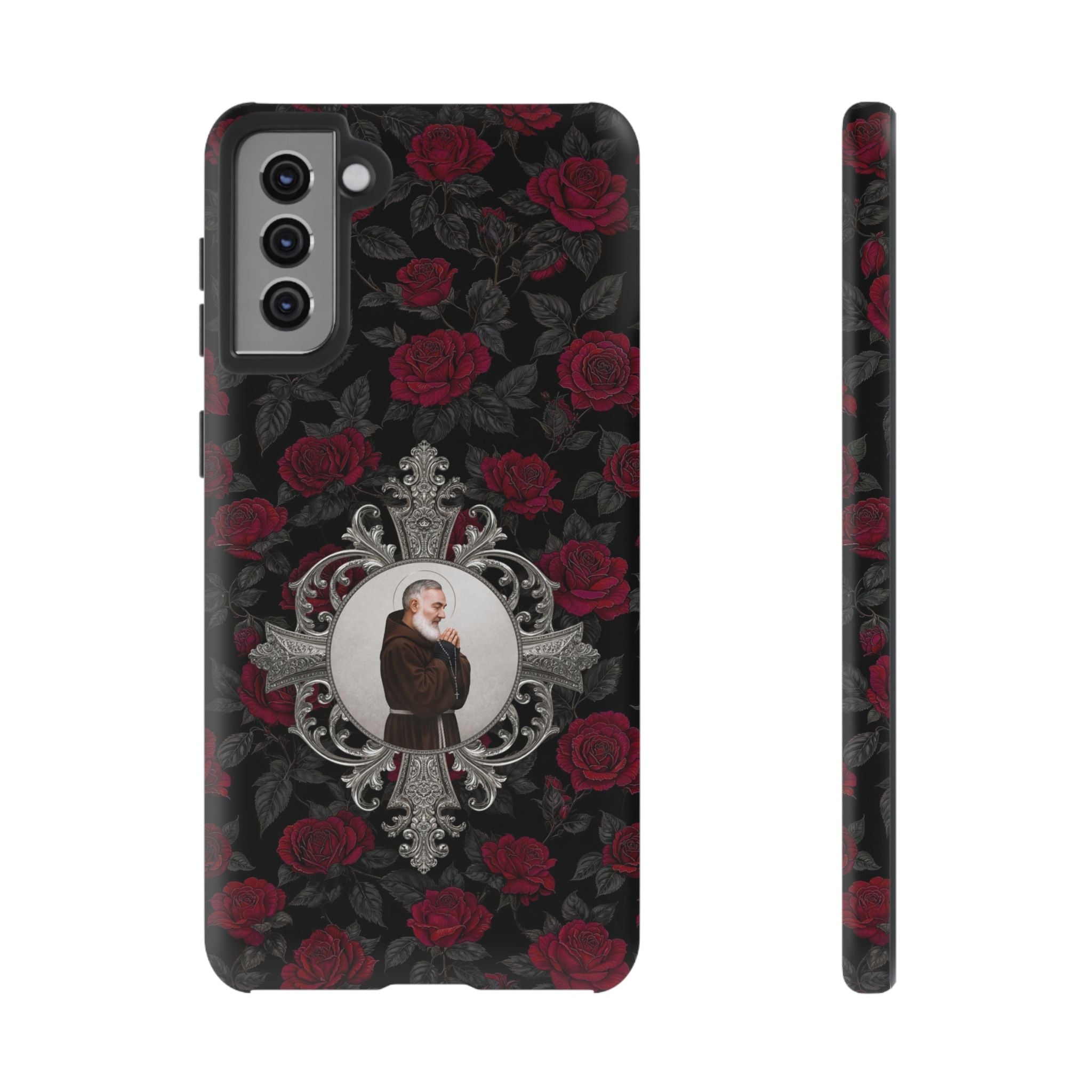 St. Padre Pio Hard Phone Case (Roses) - Venxara
