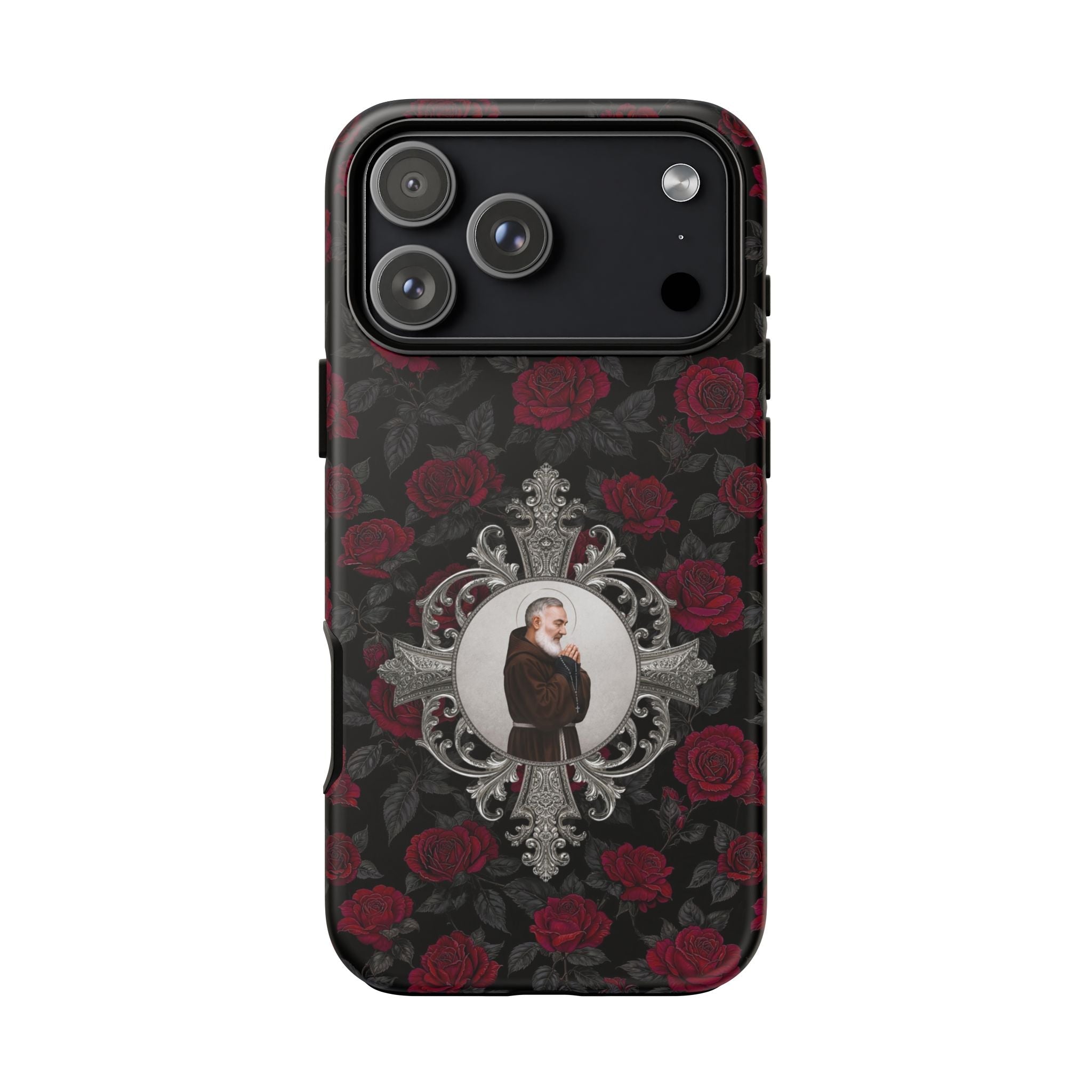 St. Padre Pio Hard Phone Case (Roses) - Venxara
