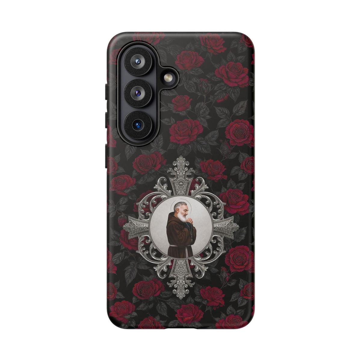 St. Padre Pio Hard Phone Case (Roses) Copyright VENXARA