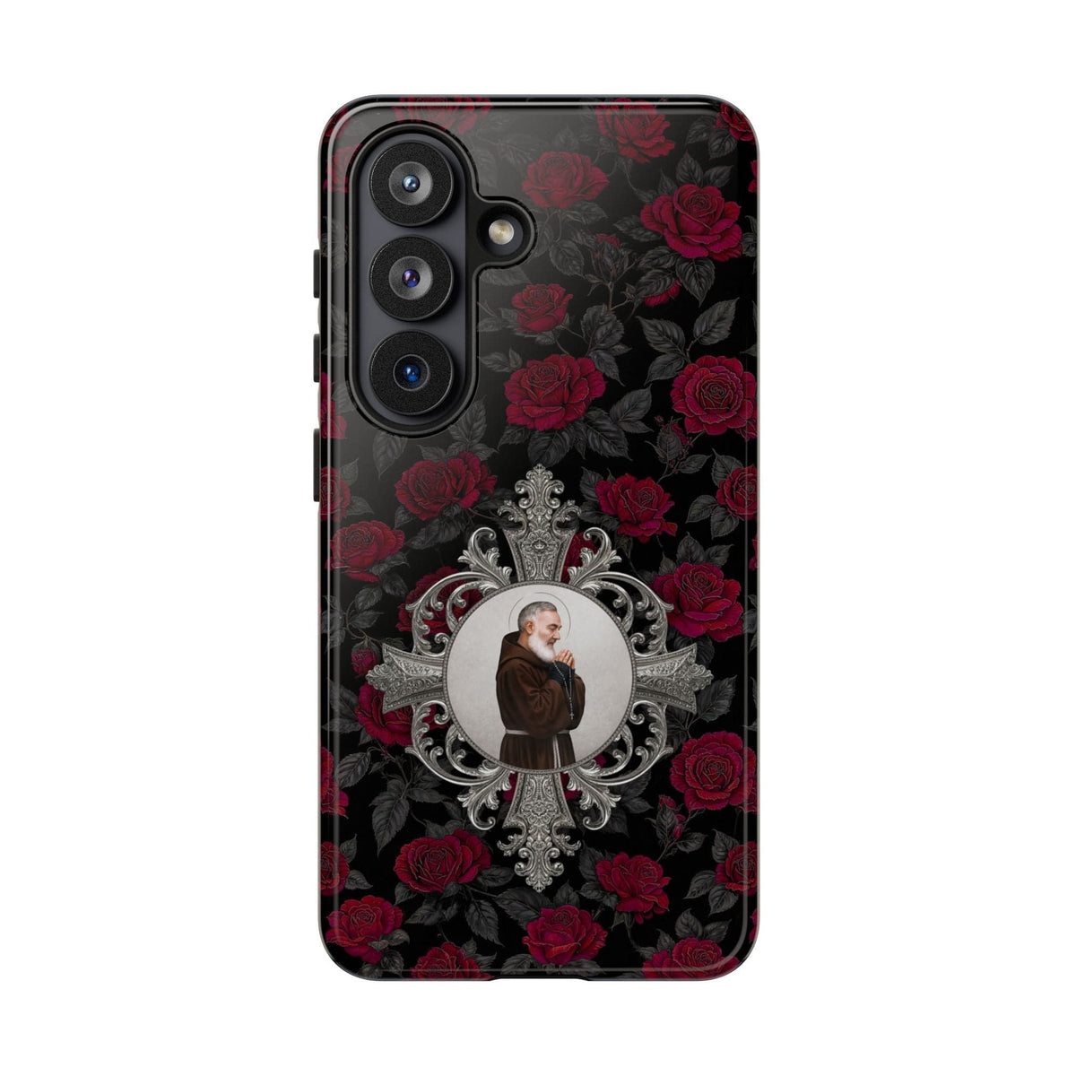 St. Padre Pio Hard Phone Case (Roses) Copyright VENXARA