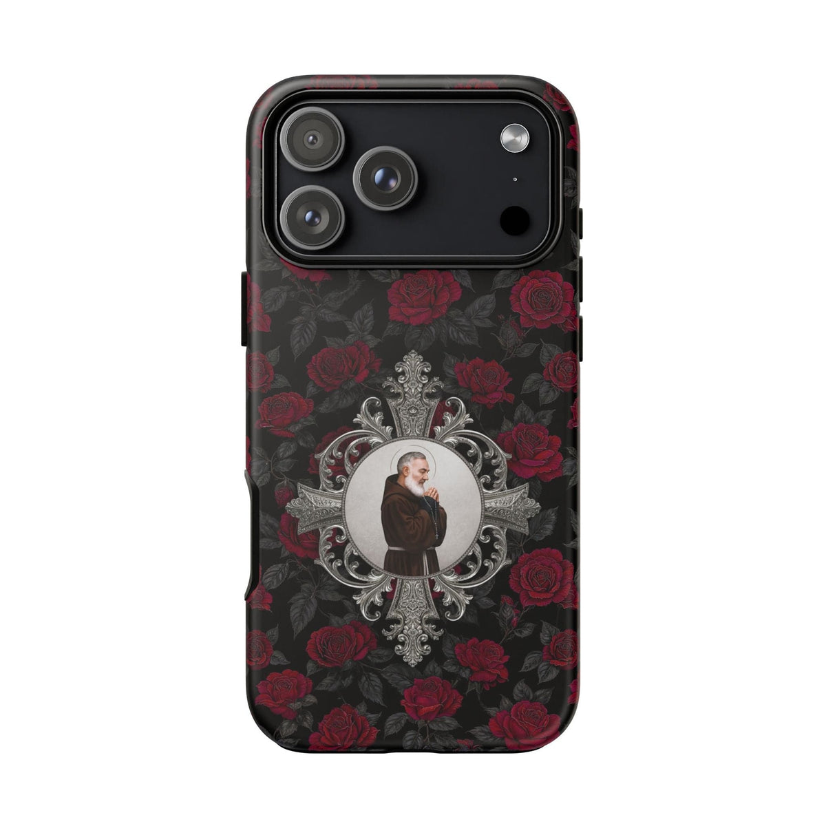 St. Padre Pio Hard Phone Case (Roses) Copyright VENXARA