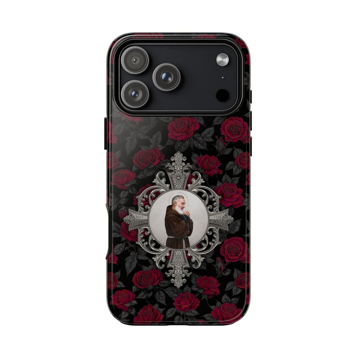 St. Padre Pio Hard Phone Case (Roses) Copyright VENXARA