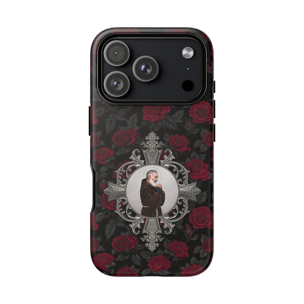 St. Padre Pio Hard Phone Case (Roses) Copyright VENXARA