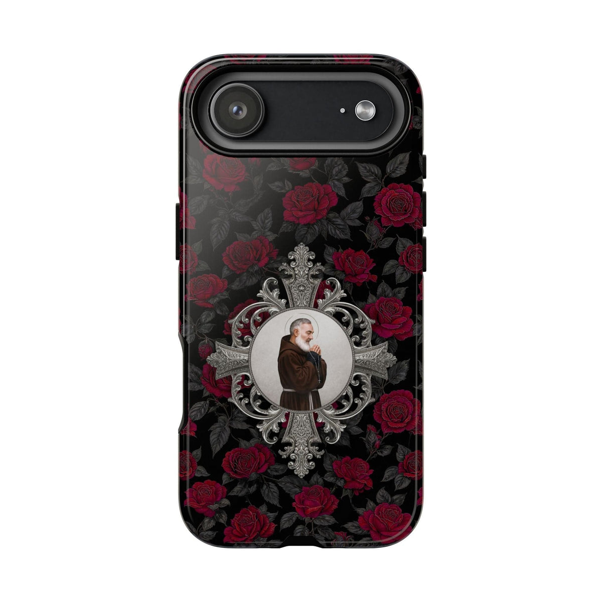 St. Padre Pio Hard Phone Case (Roses) Copyright VENXARA