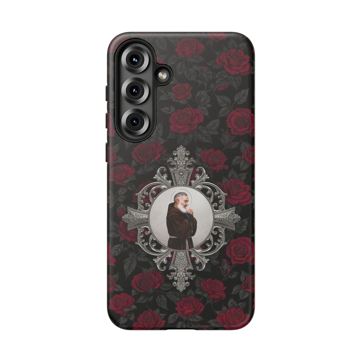 St. Padre Pio Hard Phone Case (Roses) Copyright VENXARA