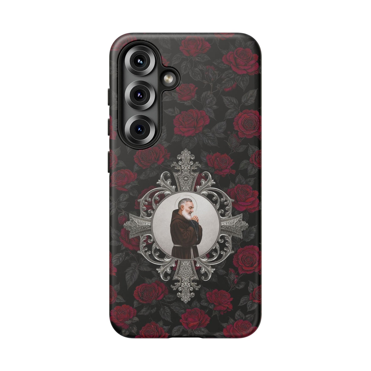 St. Padre Pio Hard Phone Case (Roses) Copyright VENXARA
