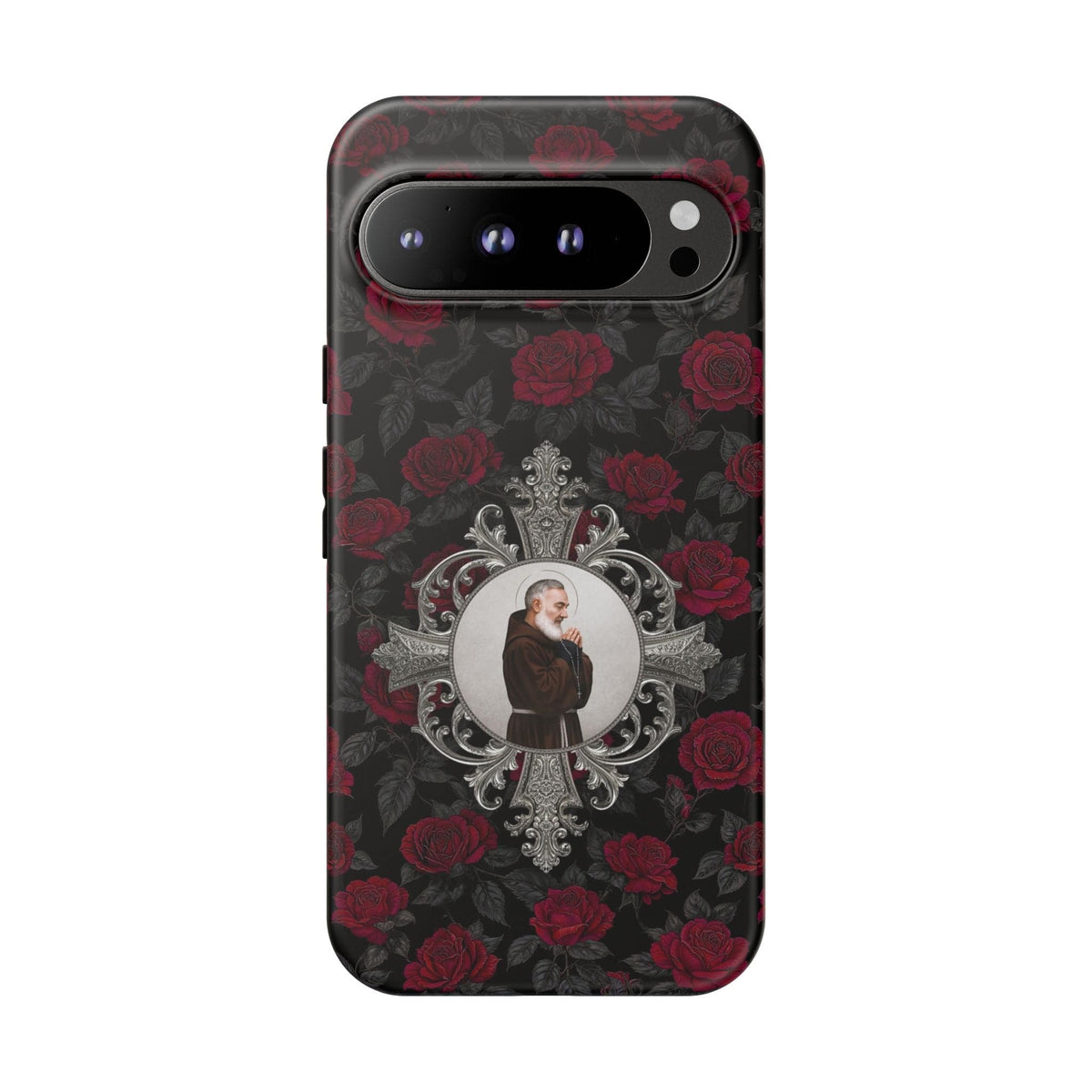 St. Padre Pio Hard Phone Case (Roses) Copyright VENXARA