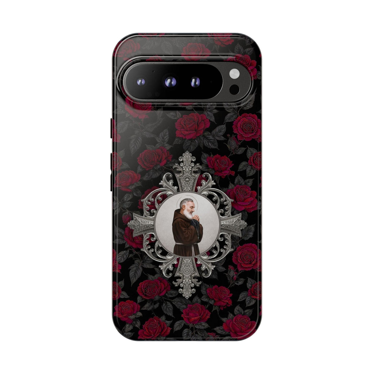 St. Padre Pio Hard Phone Case (Roses) Copyright VENXARA