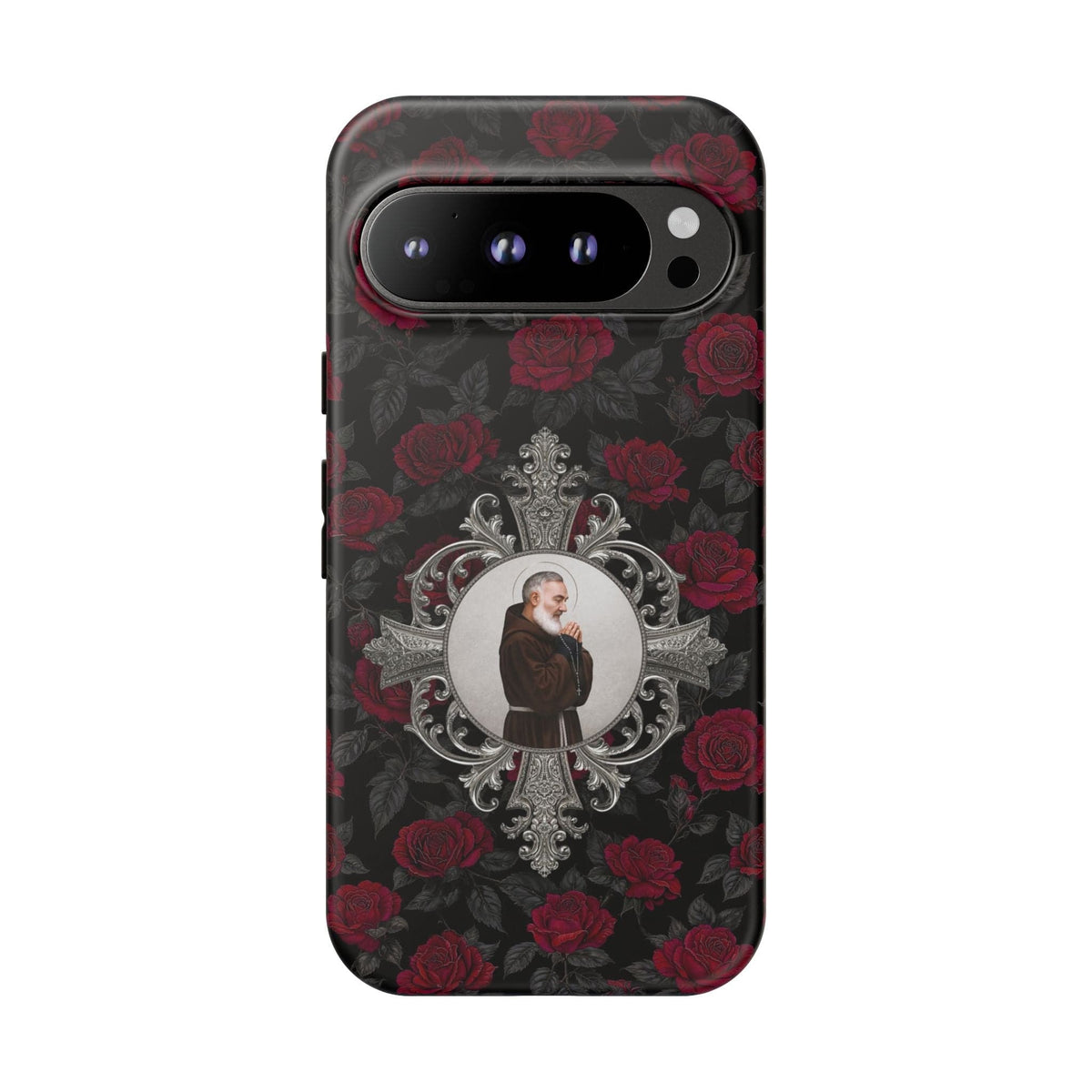 St. Padre Pio Hard Phone Case (Roses) Copyright VENXARA