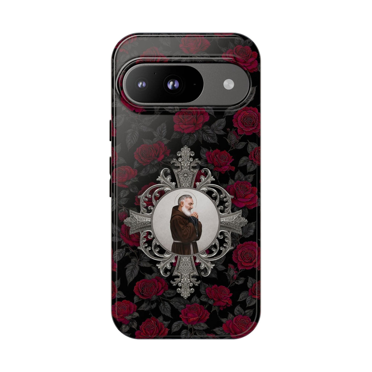 St. Padre Pio Hard Phone Case (Roses) Copyright VENXARA