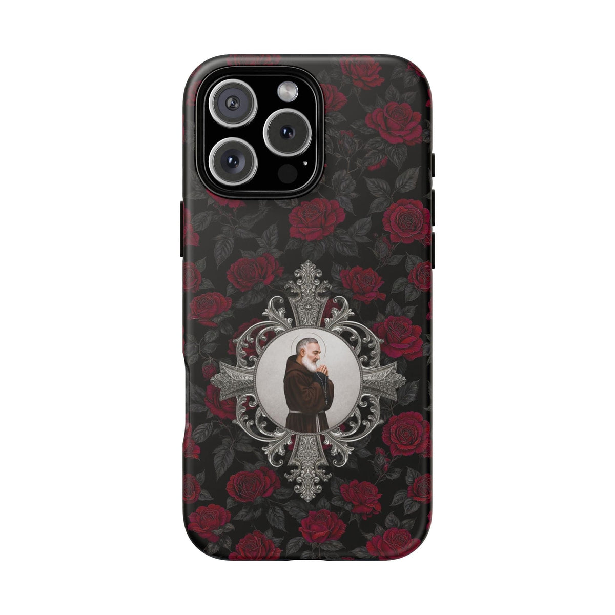 St. Padre Pio Hard Phone Case (Roses) Copyright VENXARA