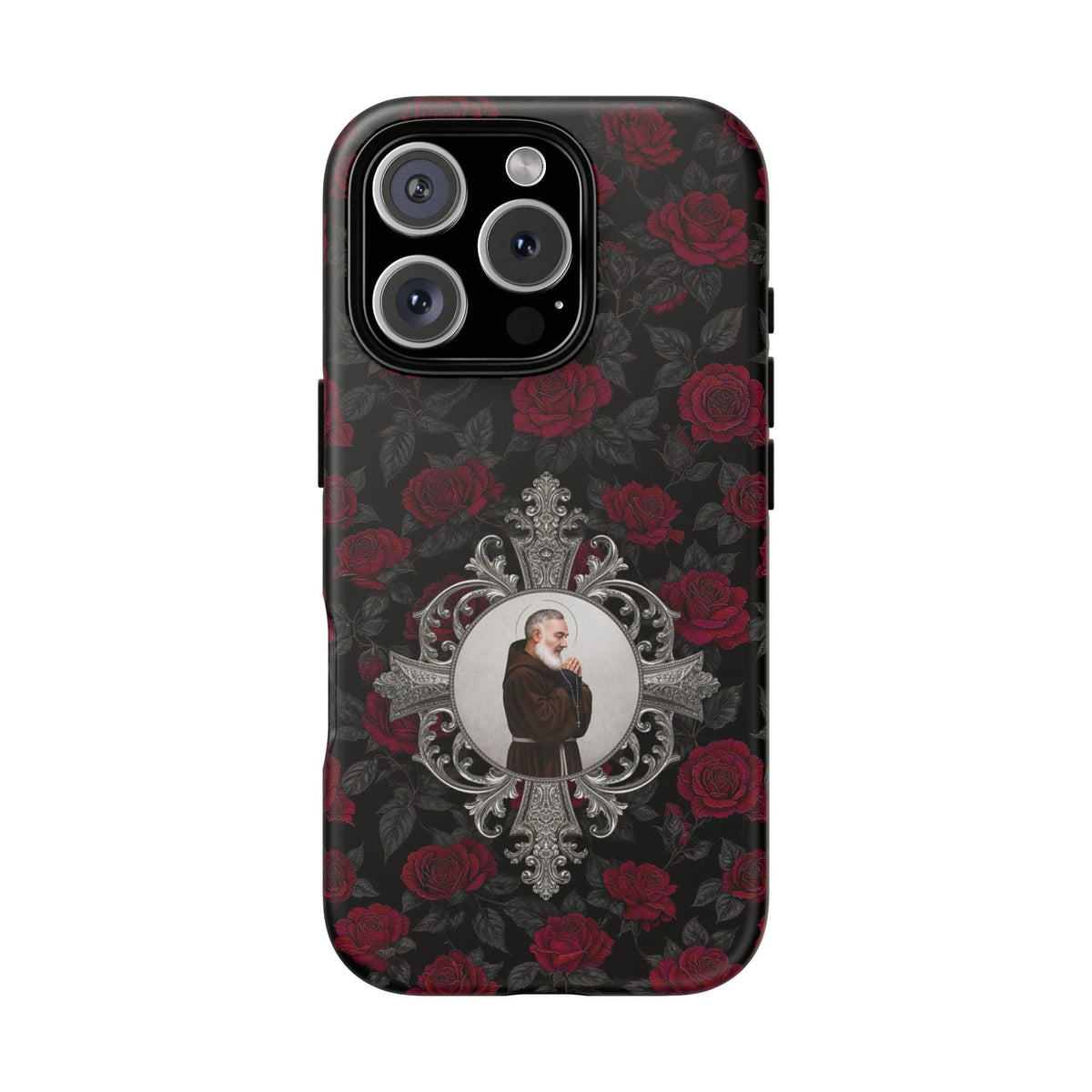 St. Padre Pio Hard Phone Case (Roses) Copyright VENXARA