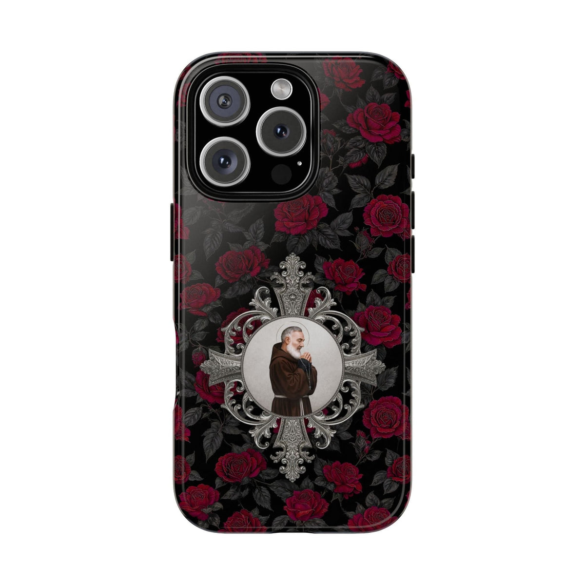 St. Padre Pio Hard Phone Case (Roses) Copyright VENXARA