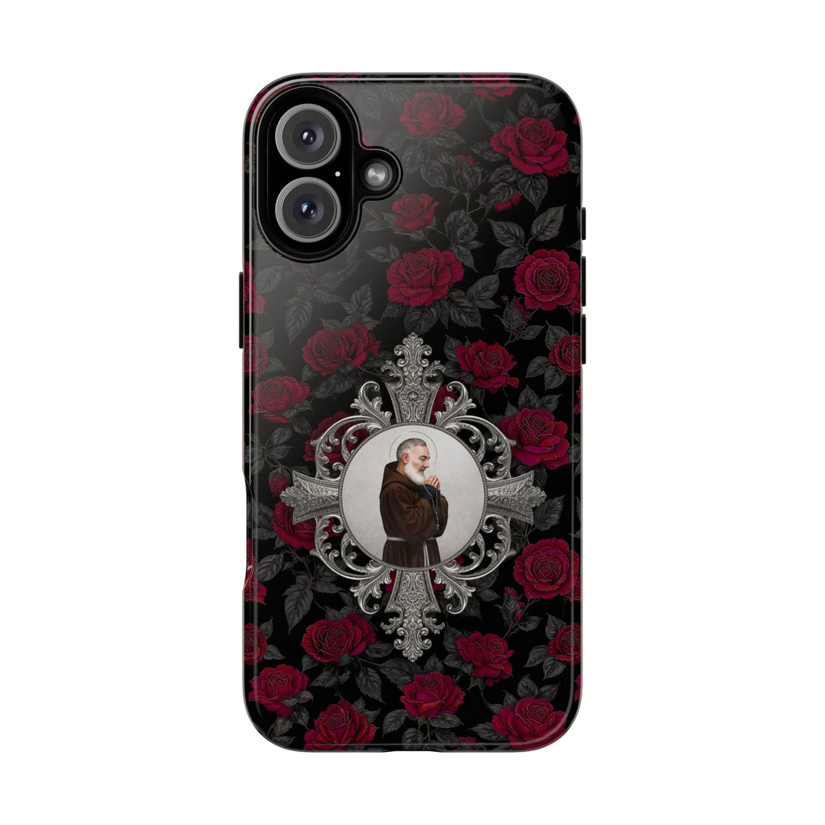 St. Padre Pio Hard Phone Case (Roses) Copyright VENXARA