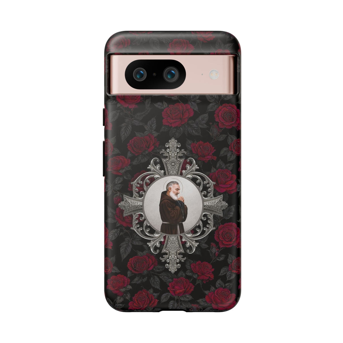 St. Padre Pio Hard Phone Case (Roses) Copyright VENXARA