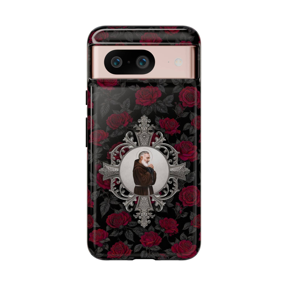 St. Padre Pio Hard Phone Case (Roses) Copyright VENXARA