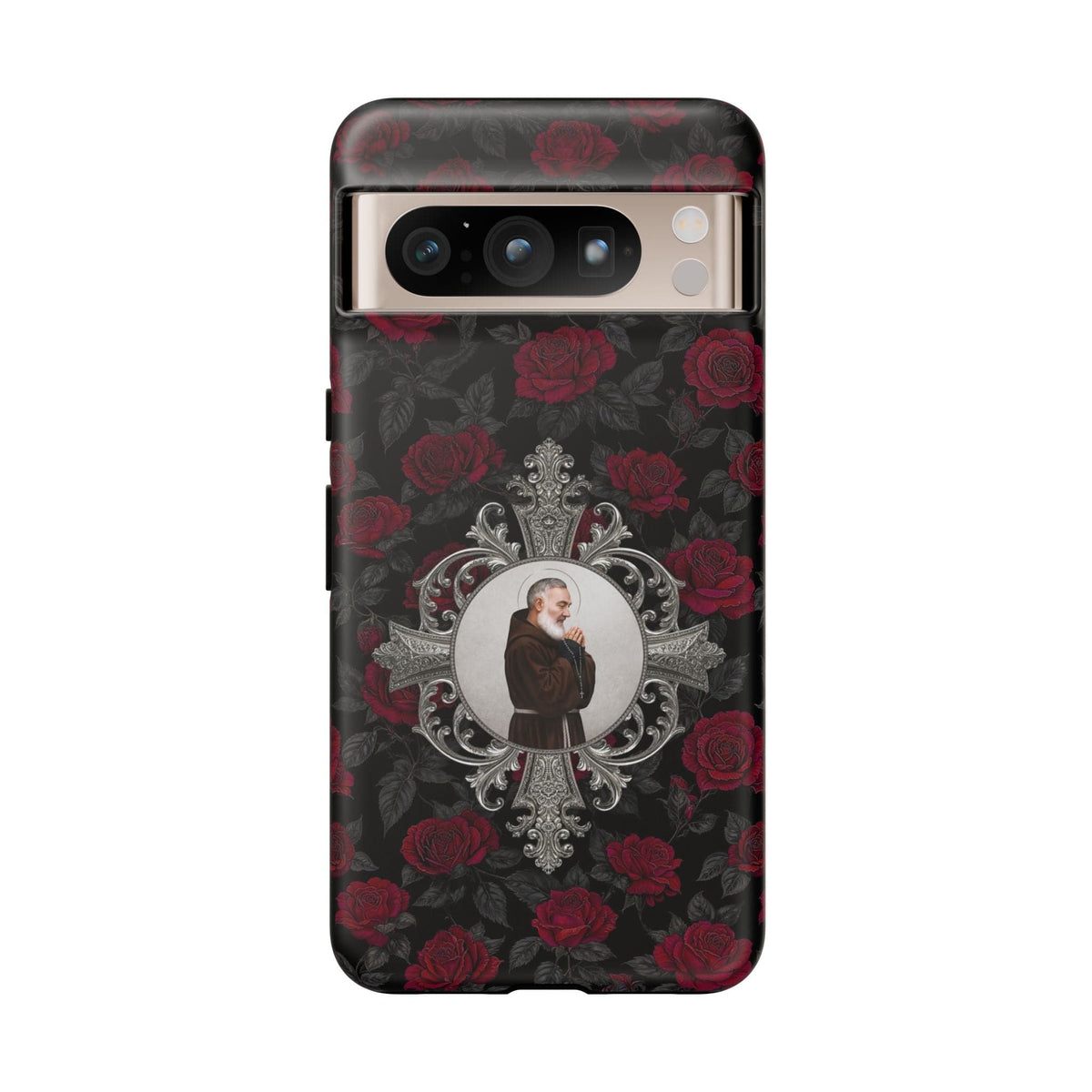 St. Padre Pio Hard Phone Case (Roses) Copyright VENXARA