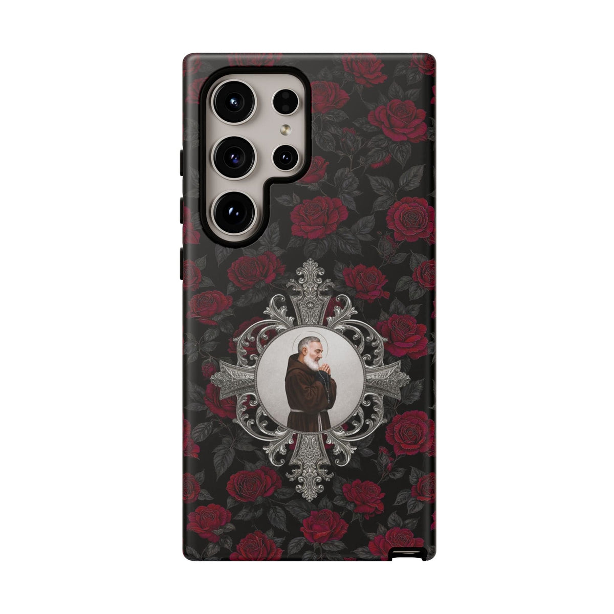 St. Padre Pio Hard Phone Case (Roses) Copyright VENXARA