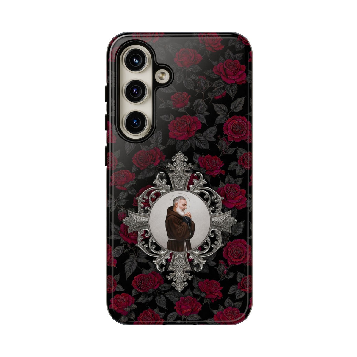 St. Padre Pio Hard Phone Case (Roses) Copyright VENXARA