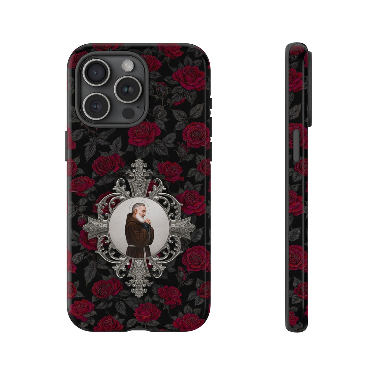 St. Padre Pio Hard Phone Case (Roses) Copyright VENXARA