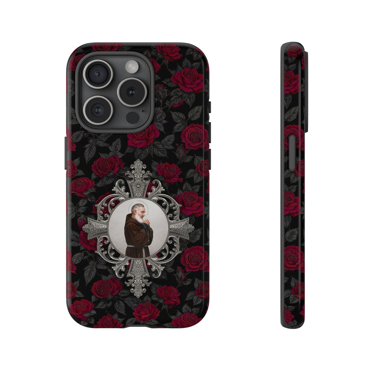 St. Padre Pio Hard Phone Case (Roses) Copyright VENXARA