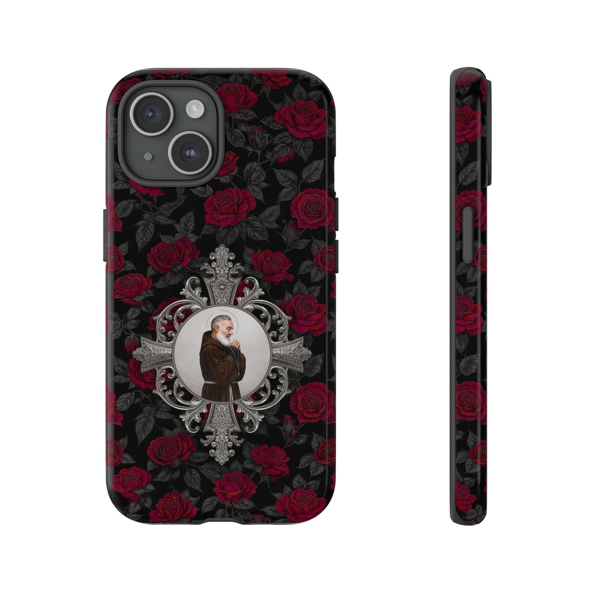 St. Padre Pio Hard Phone Case (Roses) Copyright VENXARA