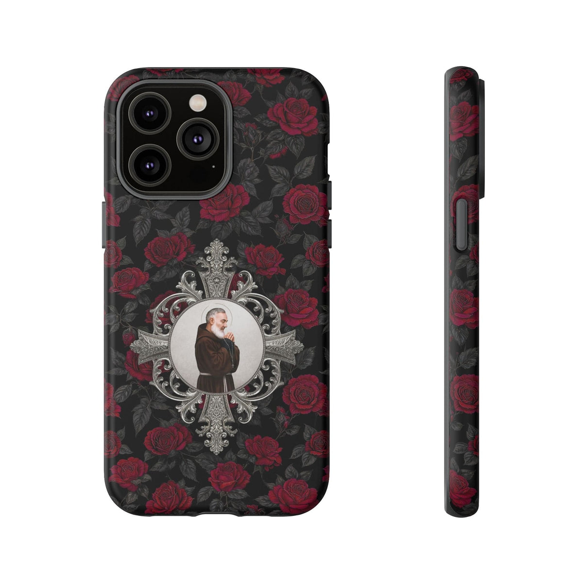St. Padre Pio Hard Phone Case (Roses) Copyright VENXARA