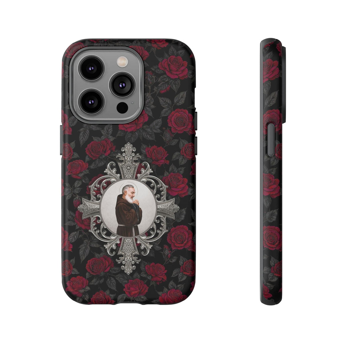 St. Padre Pio Hard Phone Case (Roses) Copyright VENXARA