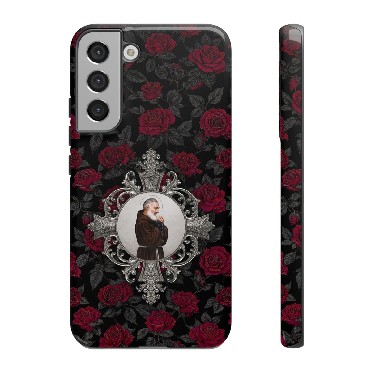 St. Padre Pio Hard Phone Case (Roses) Copyright VENXARA