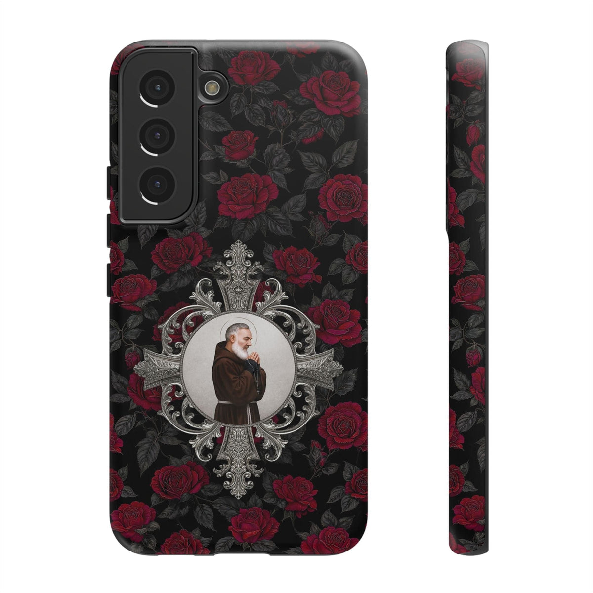 St. Padre Pio Hard Phone Case (Roses) Copyright VENXARA