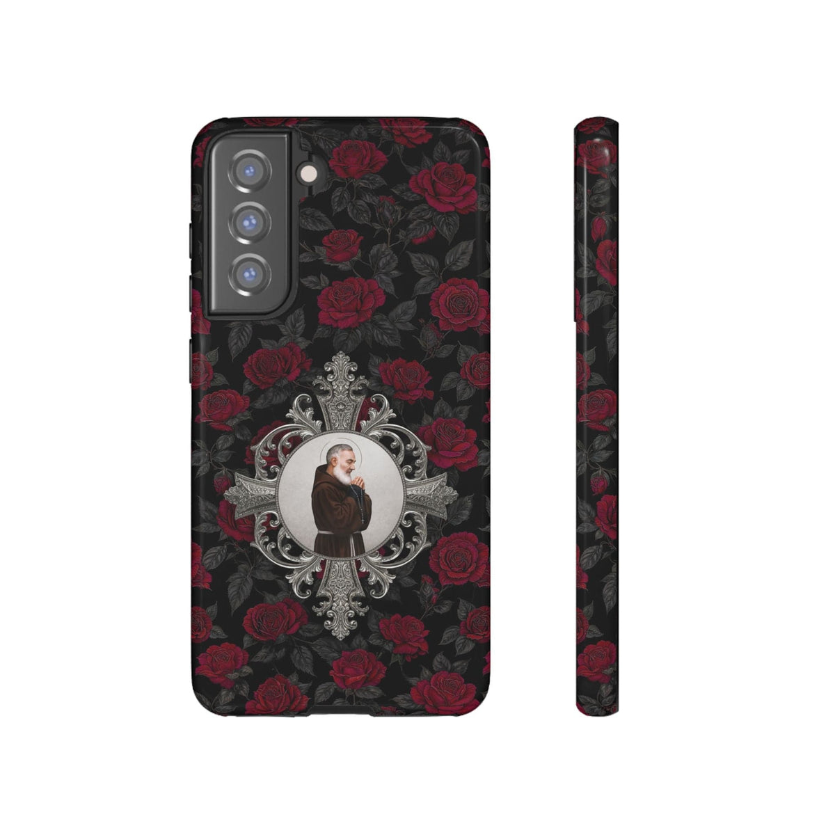 St. Padre Pio Hard Phone Case (Roses) Copyright VENXARA