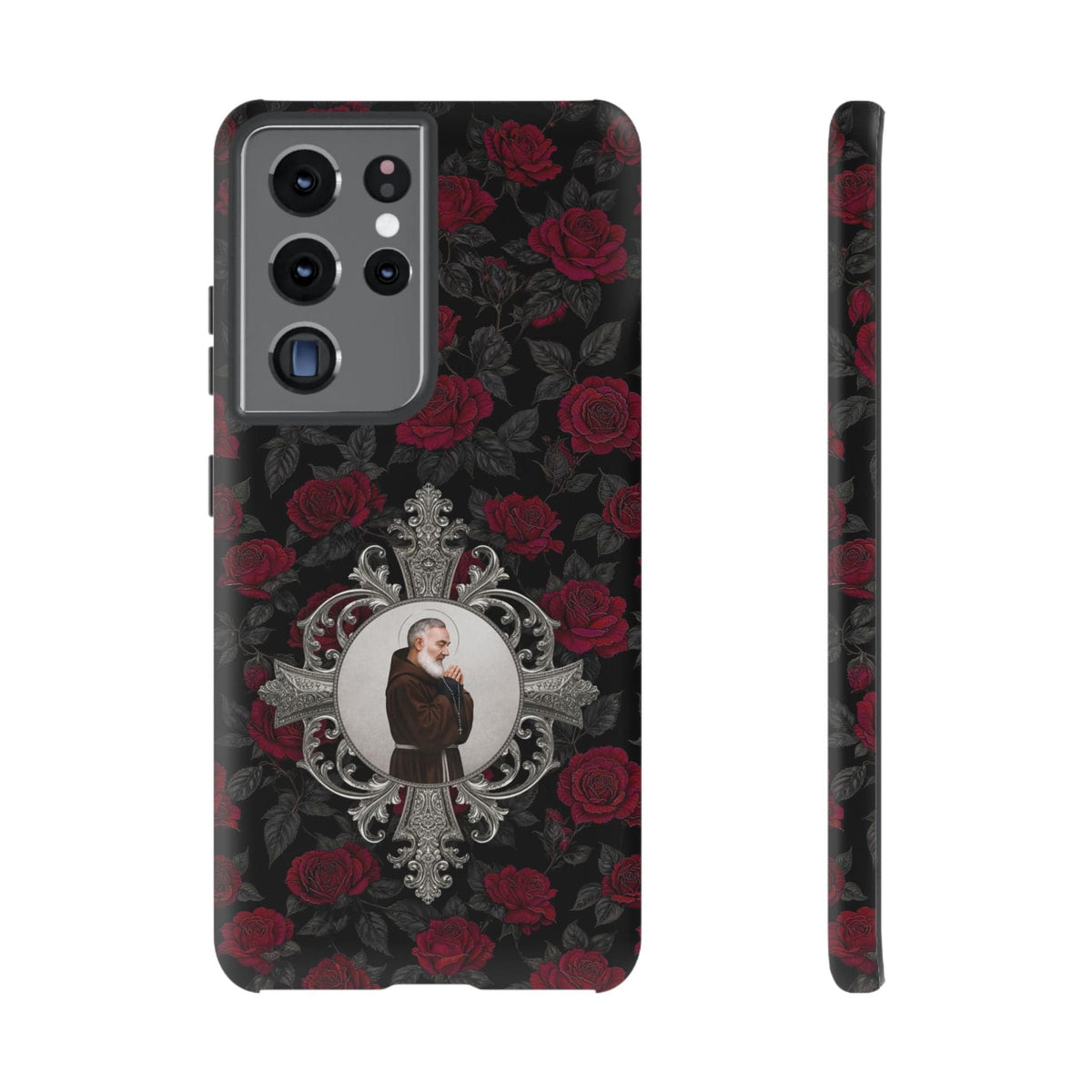 St. Padre Pio Hard Phone Case (Roses) Copyright VENXARA