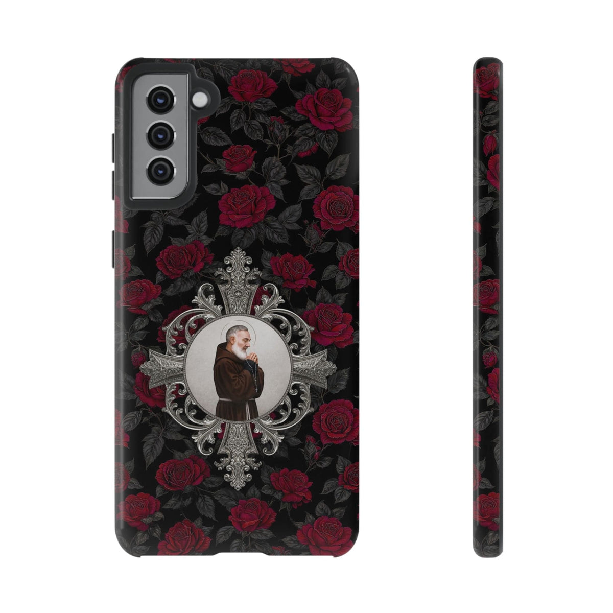 St. Padre Pio Hard Phone Case (Roses) Copyright VENXARA