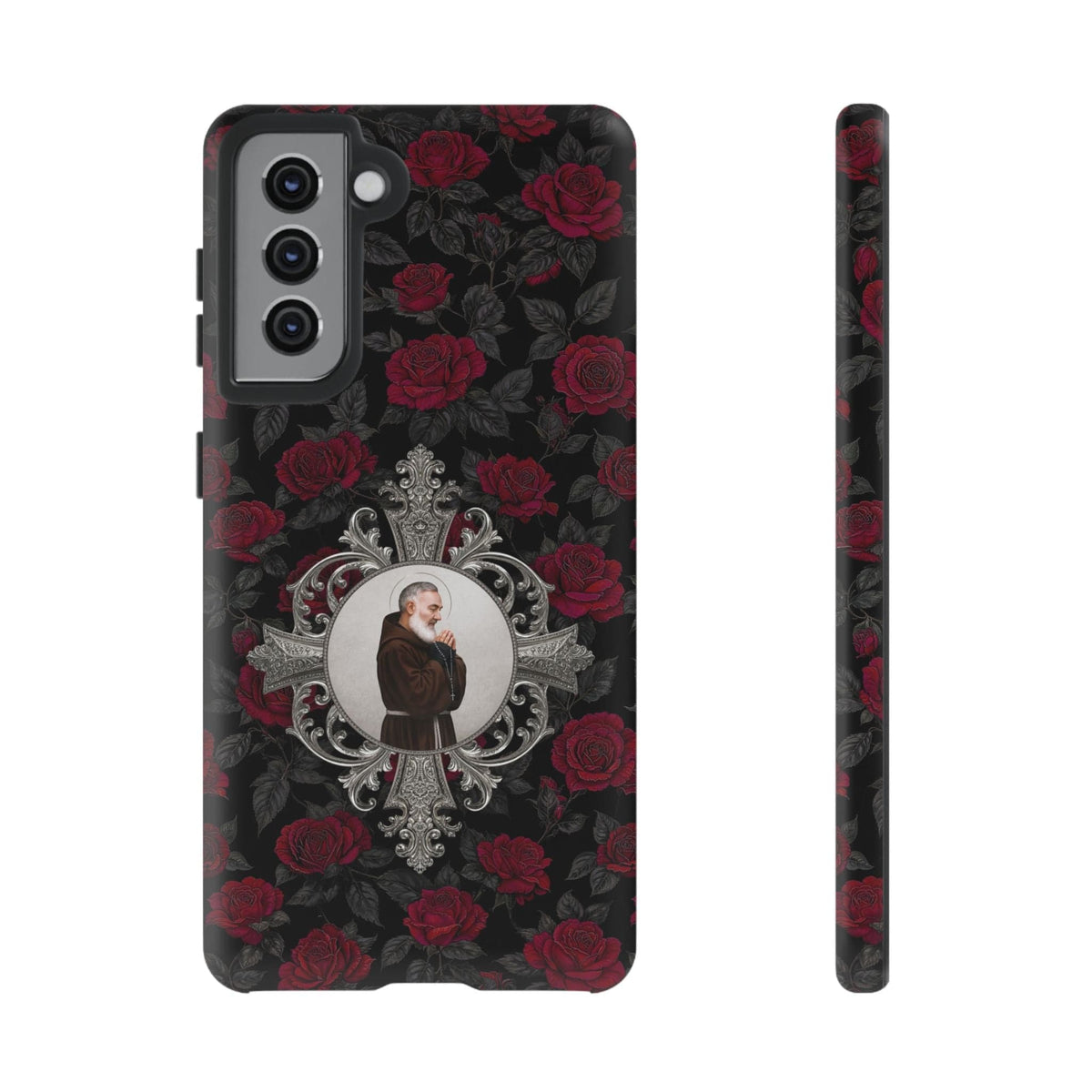 St. Padre Pio Hard Phone Case (Roses) Copyright VENXARA