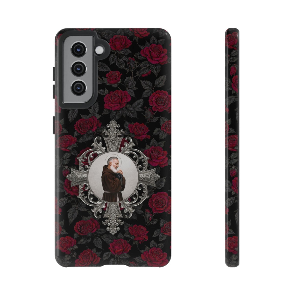 St. Padre Pio Hard Phone Case (Roses) Copyright VENXARA