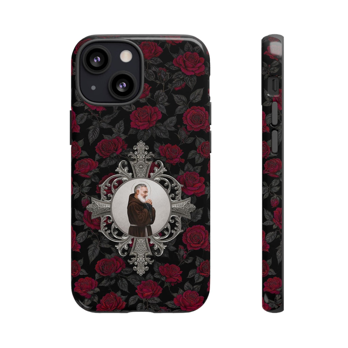 St. Padre Pio Hard Phone Case (Roses) Copyright VENXARA