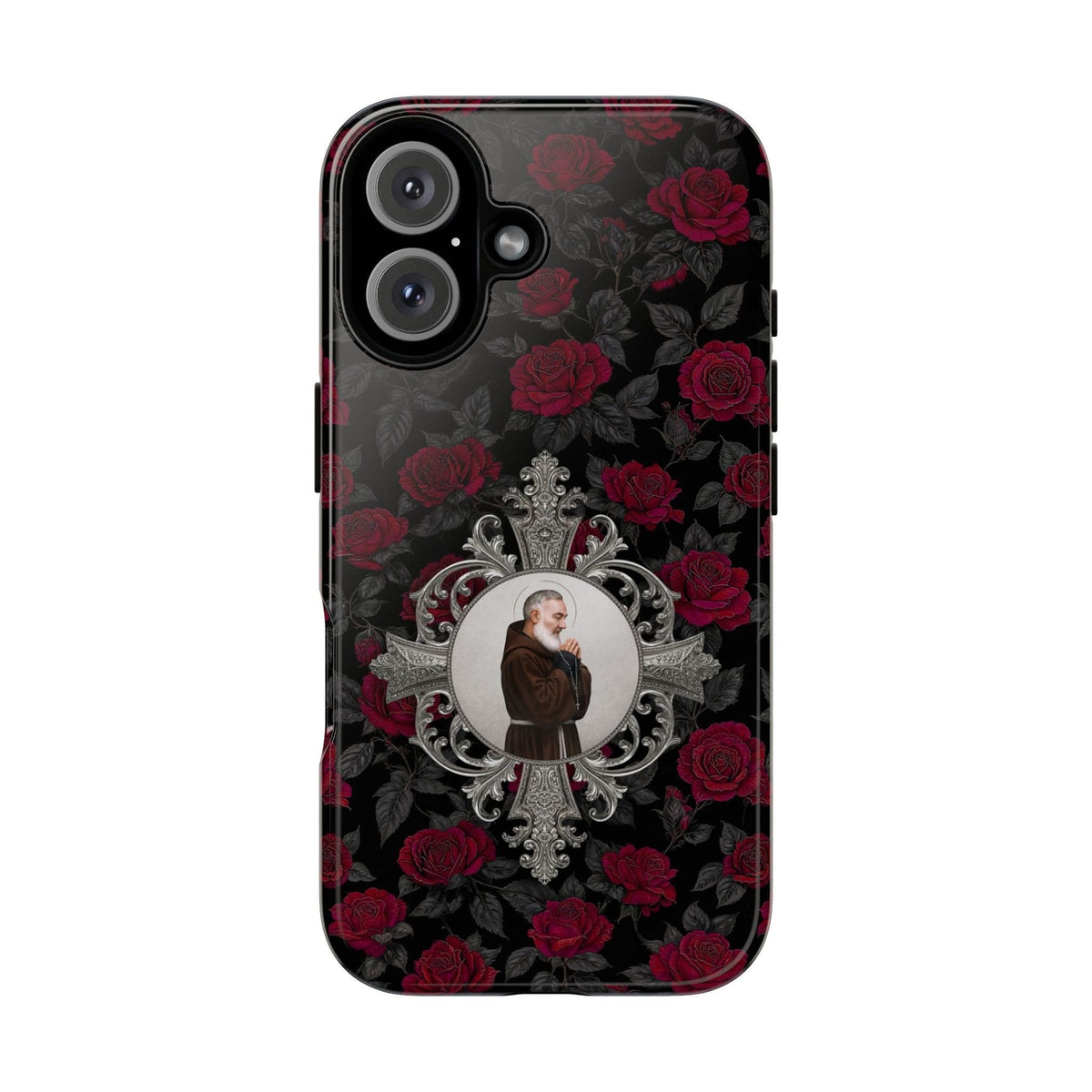 St. Padre Pio Hard Phone Case (Roses) Copyright VENXARA