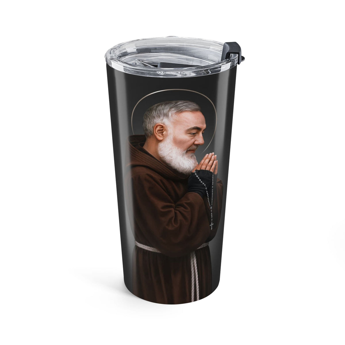 St. Padre Pio Lord's Prayer Tumbler (Ash 20 oz) Copyright VENXARA