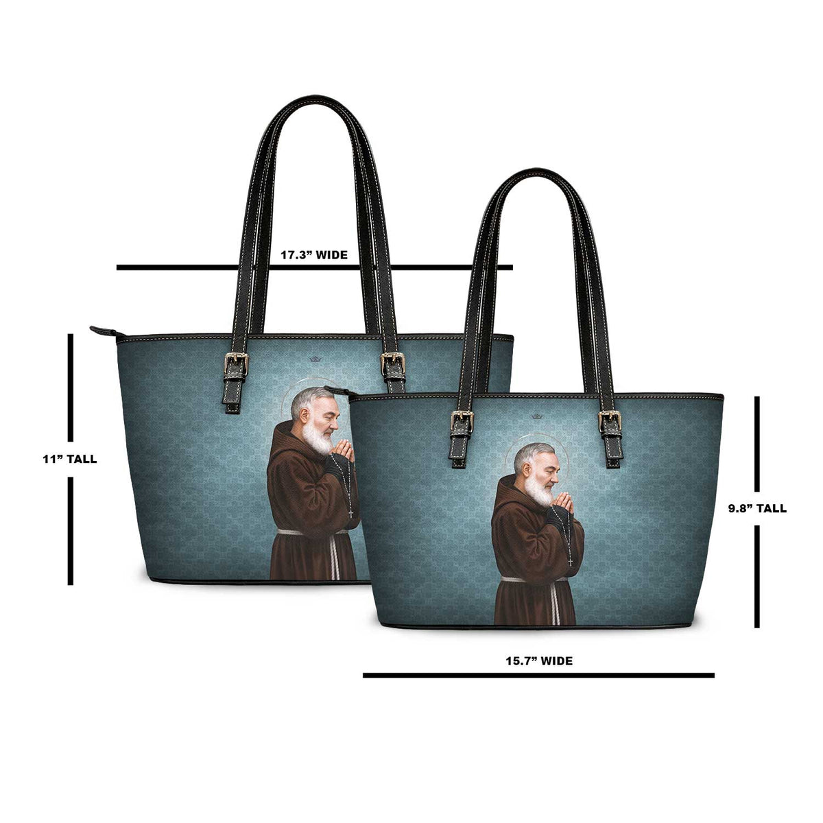 St. Padre Pio Tote Bag (Blue Patina) Copyright VENXARA