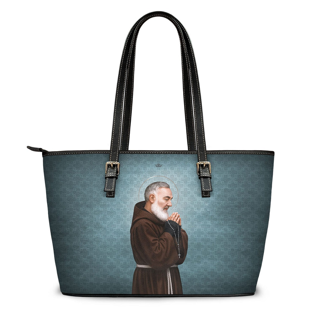 St. Padre Pio Tote Bag (Blue Patina) Copyright VENXARA
