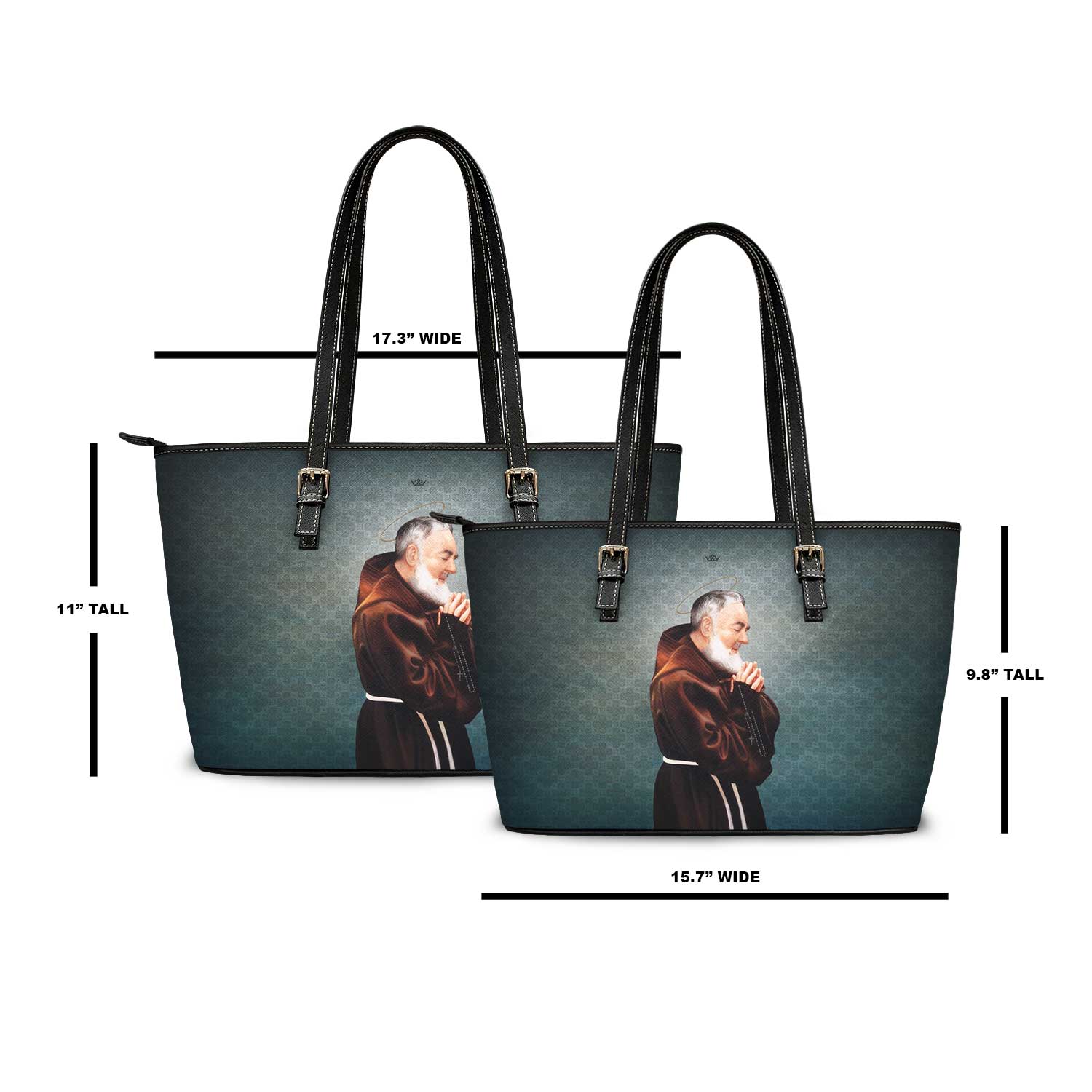 St. Padre Pio Tote Bag (Patina Blue) - VENXARA®