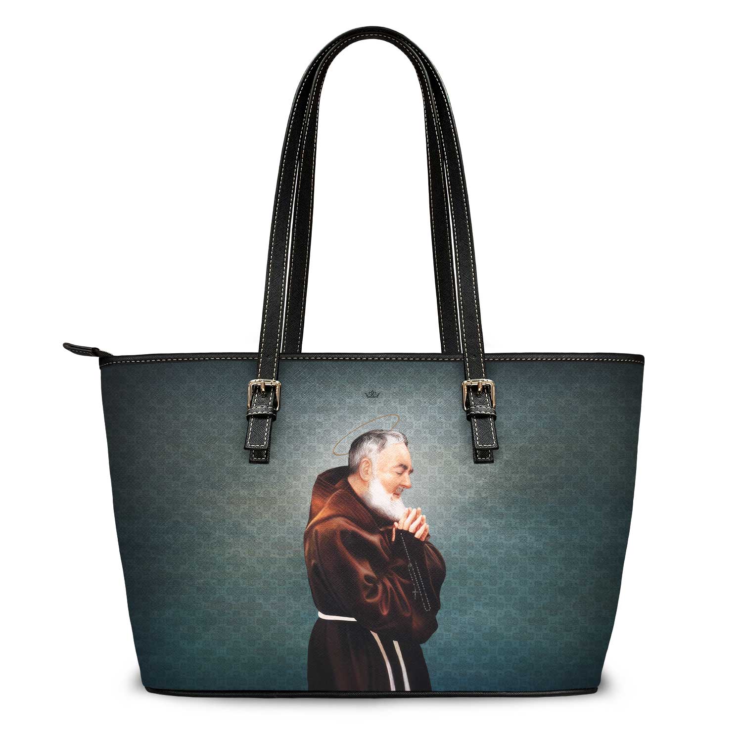 St. Padre Pio Tote Bag (Patina Blue) - VENXARA®