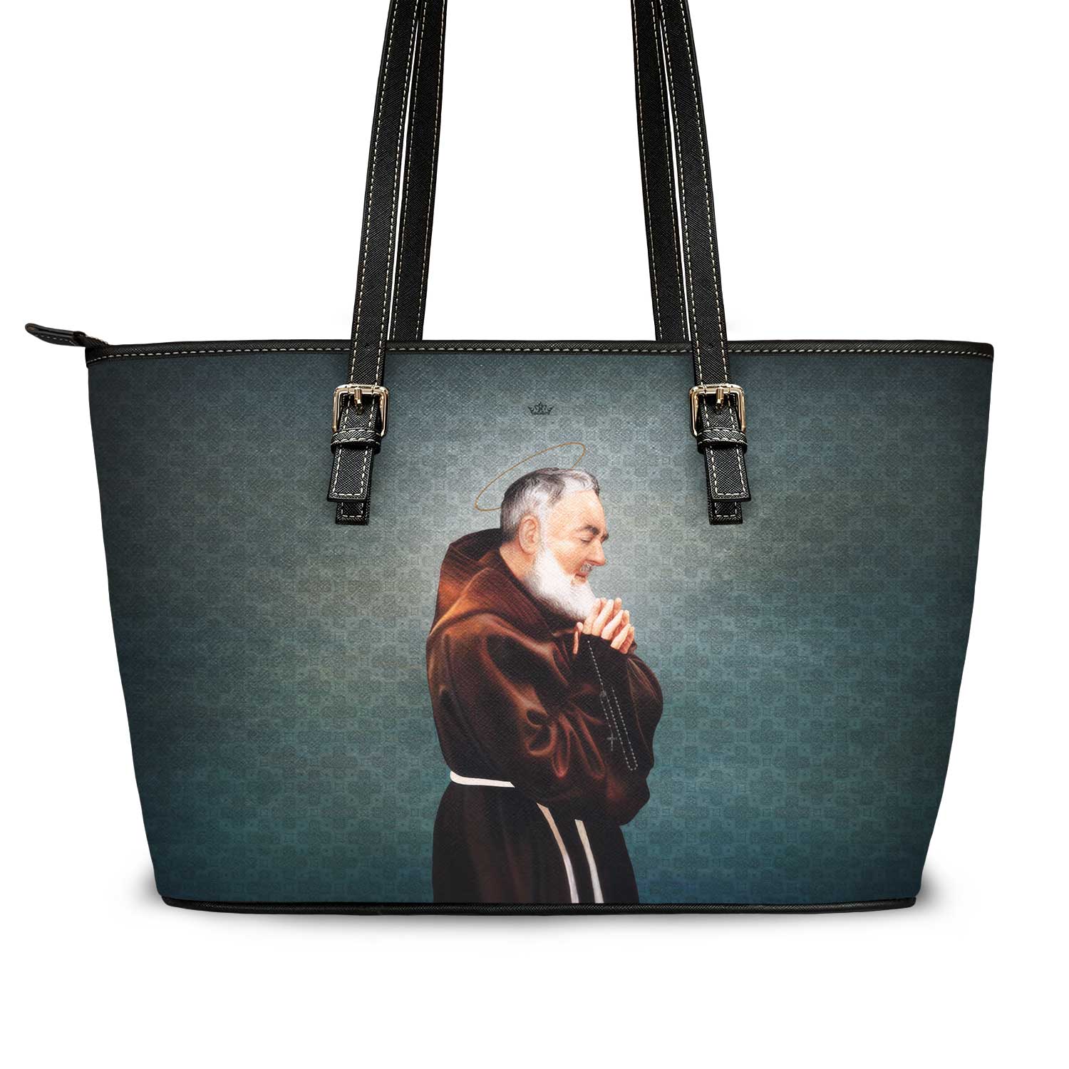 St. Padre Pio Tote Bag (Patina Blue) - VENXARA®