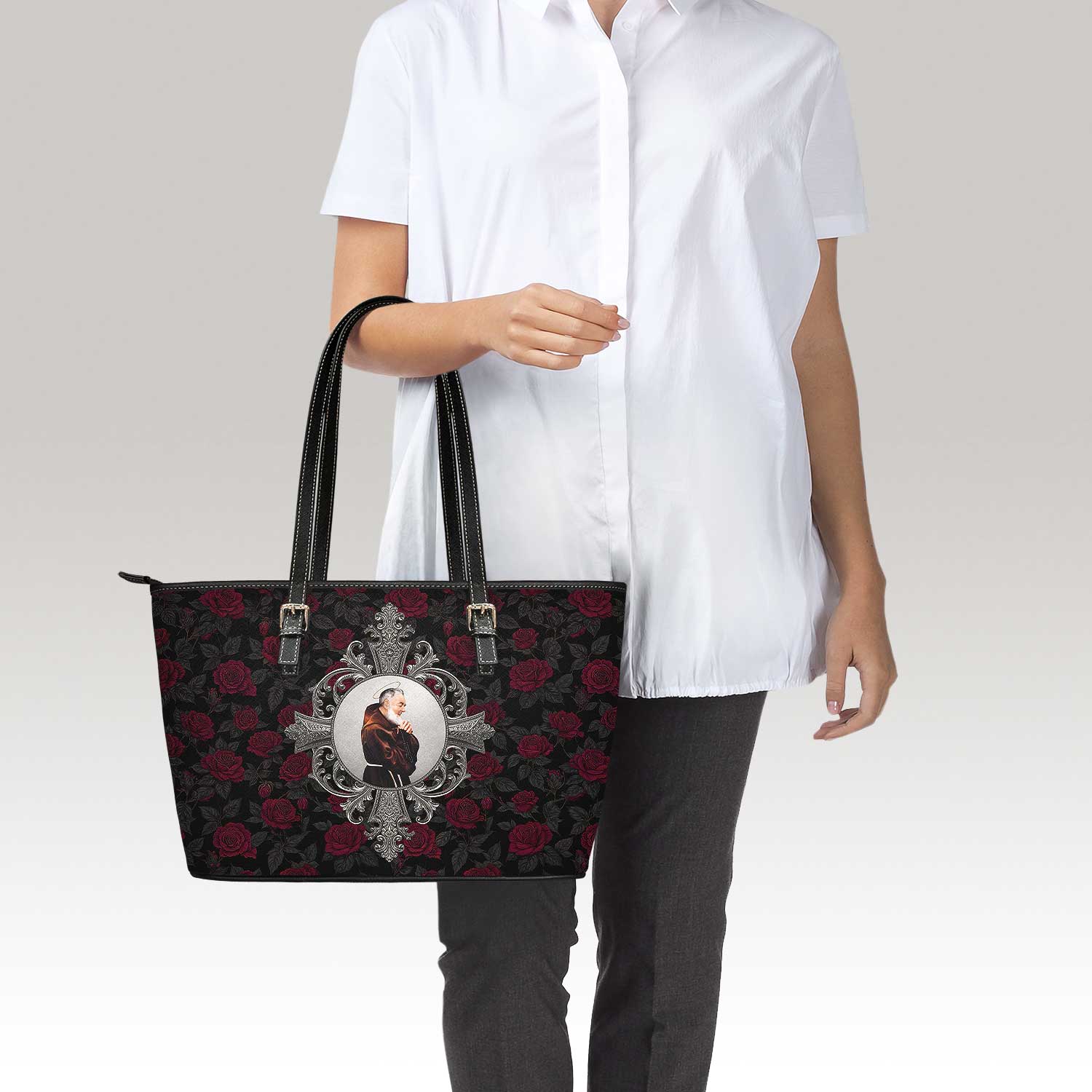 St. Padre Pio Tote Bag (Roses) - VENXARA®