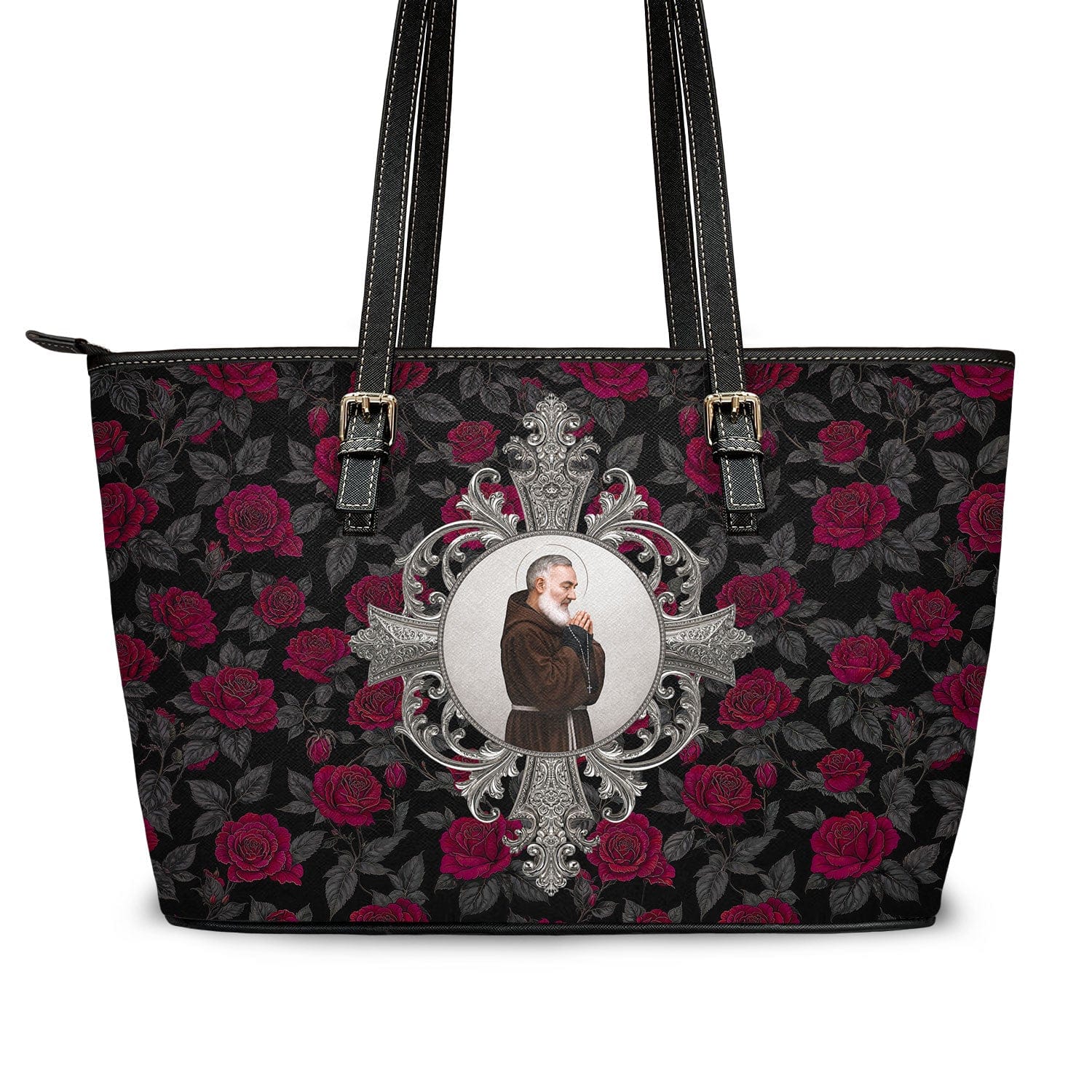 St. Padre Pio Tote Bag (Roses) Copyright VENXARA