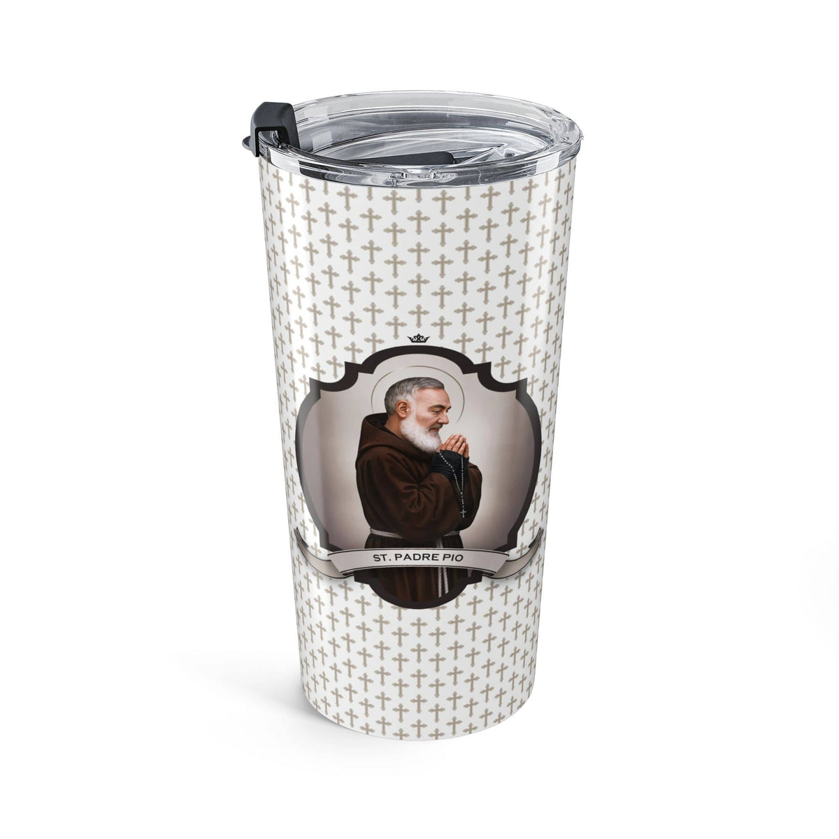 St. Padre Pio Tumbler (Crosses 20 oz) Copyright VENXARA