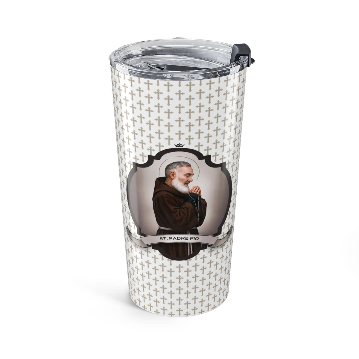 St. Padre Pio Tumbler (Crosses 20 oz) Copyright VENXARA