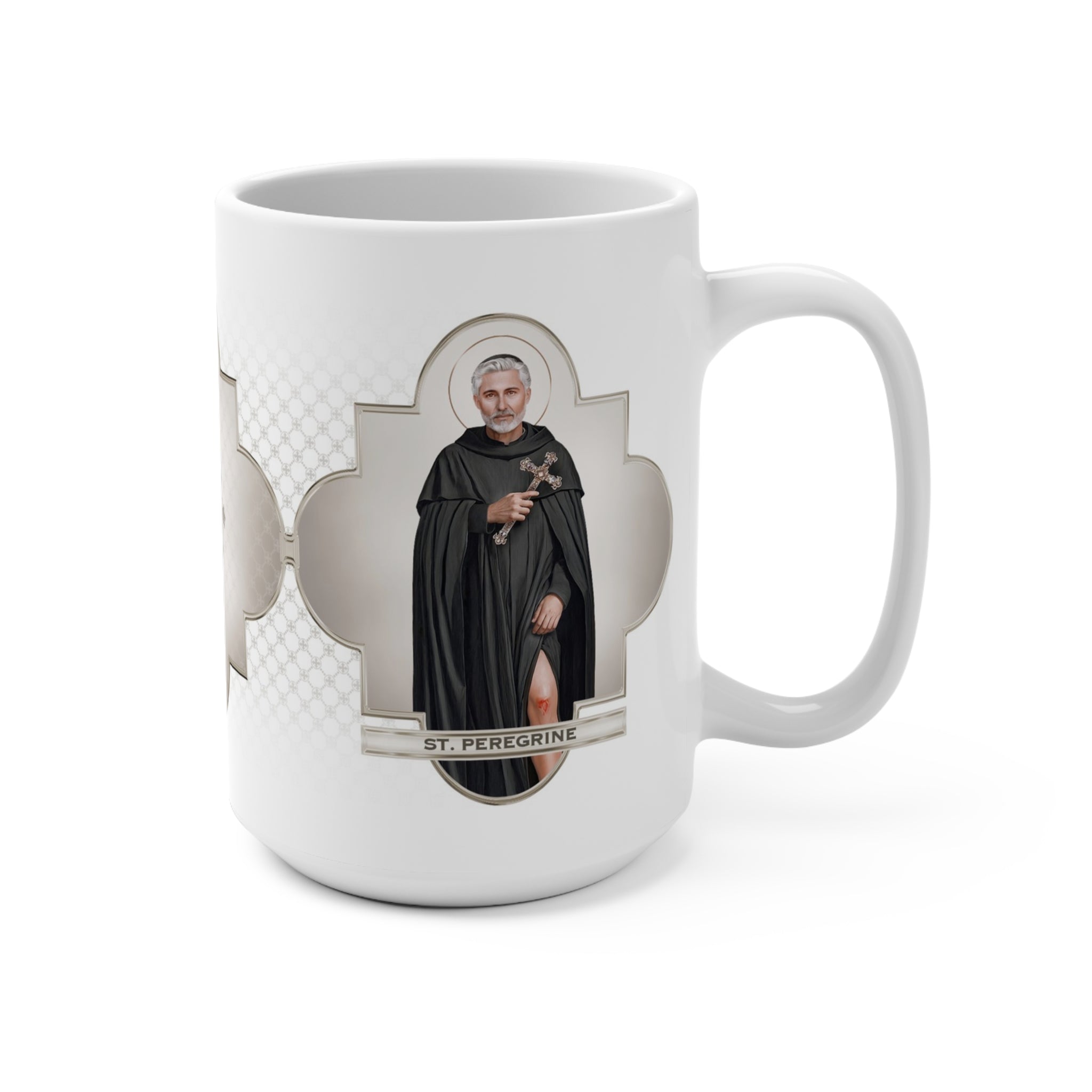 St. Peregrine Ceramic Mug (White 15 oz) - VENXARA®