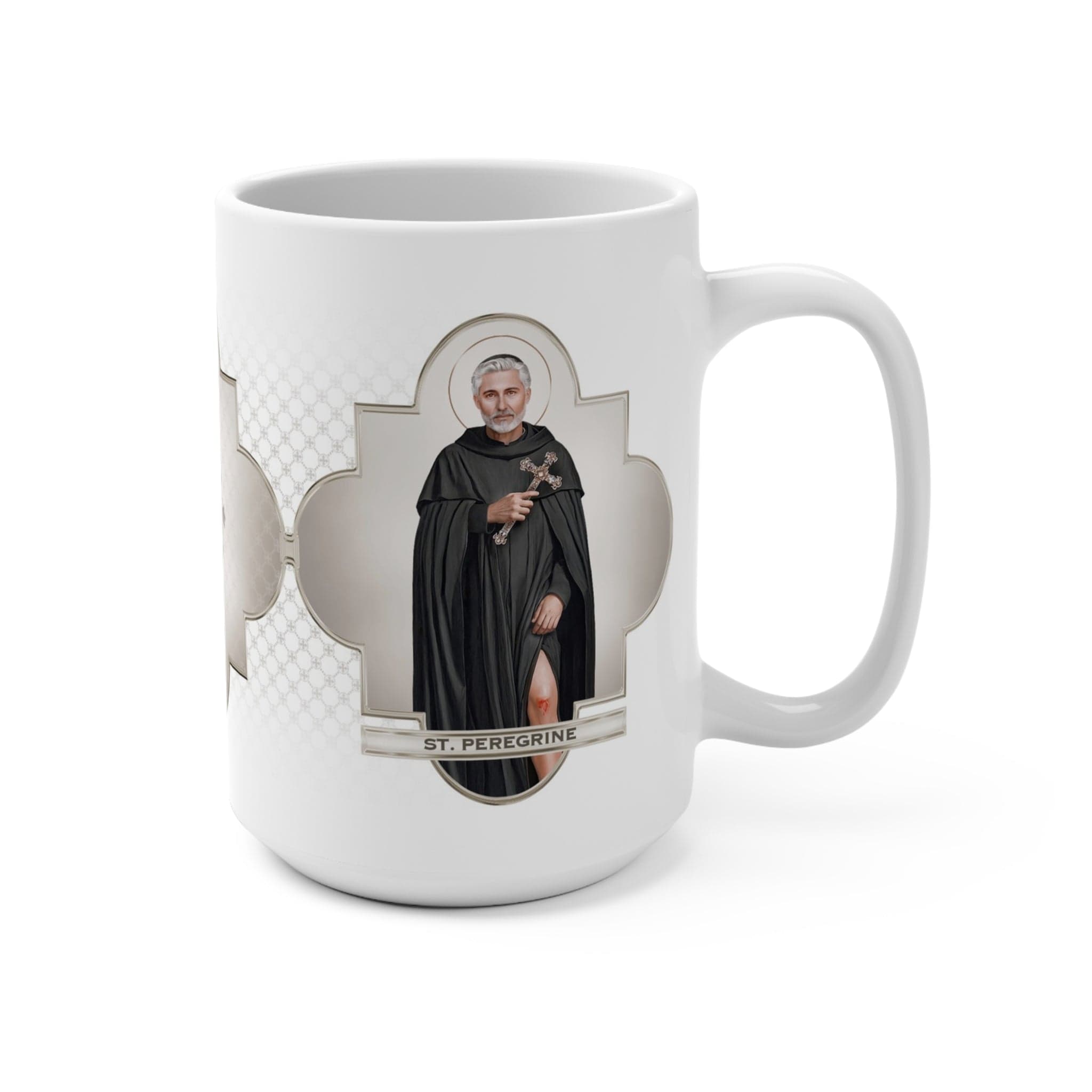 St. Peregrine Ceramic Mug (White 15 oz) Copyright VENXARA