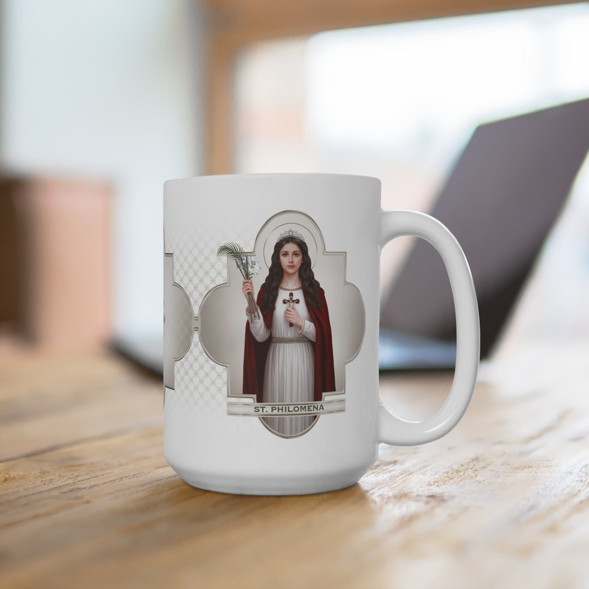 St. Philomena Ceramic Mug (White 15 oz) Copyright VENXARA